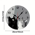 Horloge Murale "Chats Complices" – Design Bois & Quartz Silencieux - Vignette | La Belle Horloge