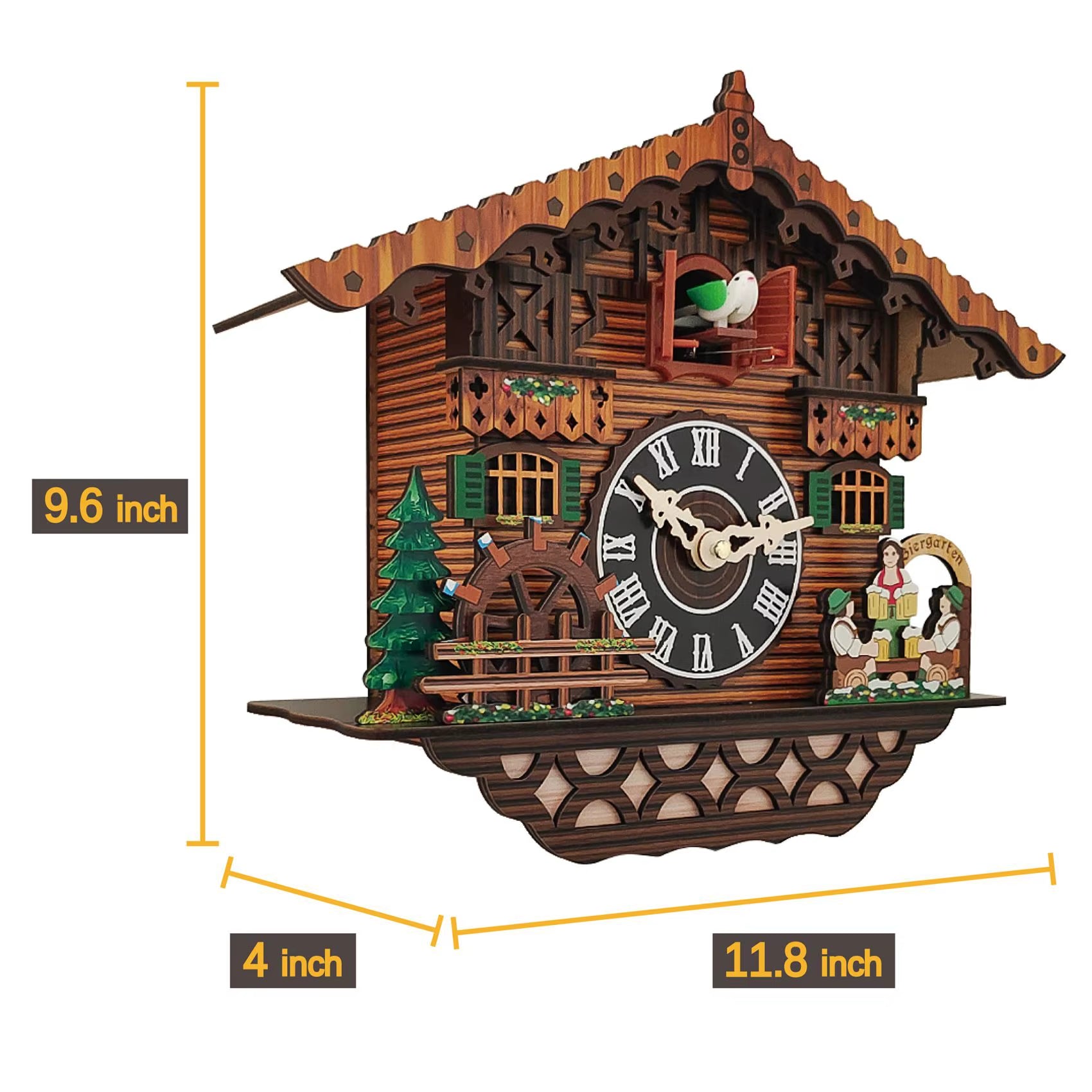 Wooden Clock Wall Mounted Clock Bird Alarm Clock Cuckoo Clocks for Home Kid'S Room Decoration