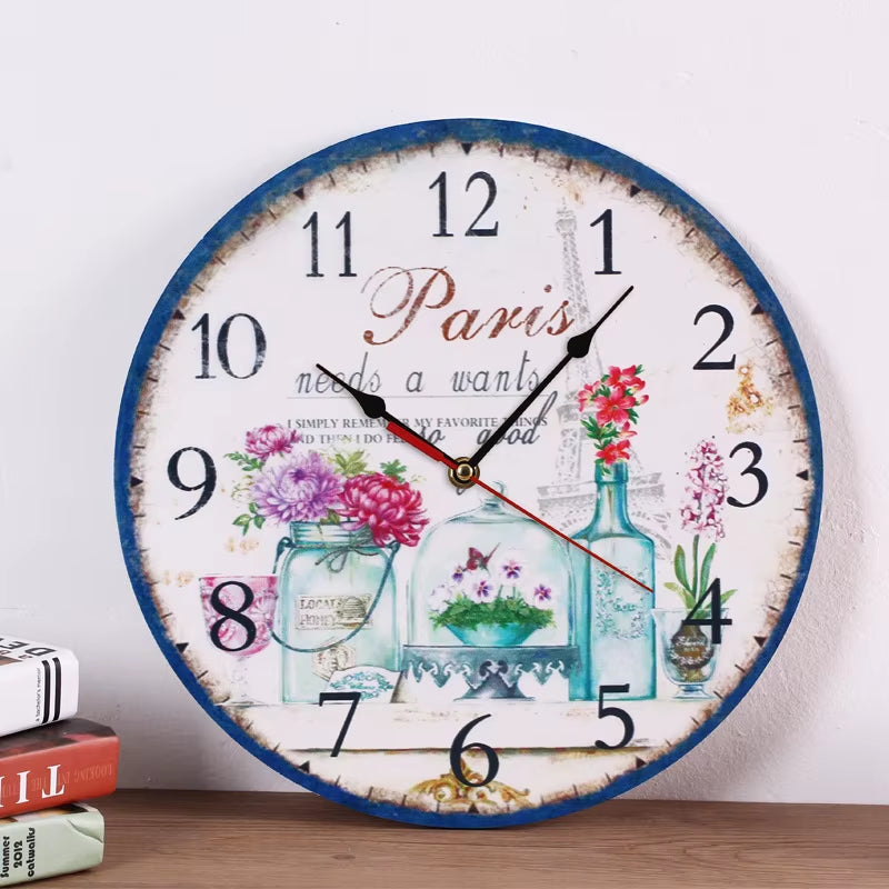Creative Wooden Wall Clock 30Cm MDF Density Board Silent Quartz Clock