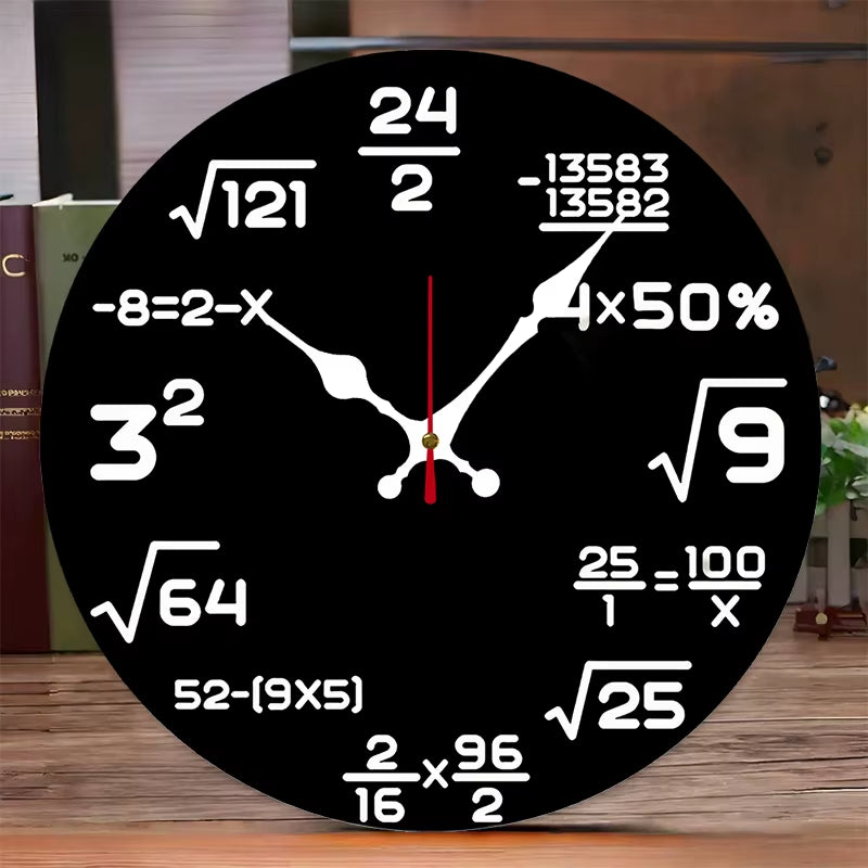 Mathematical Formulas Wooden round Silent Hanging Wall Clock, Suitable for Living Room,Office,Study Room,Bedroom,Home Decoration