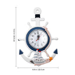 Horloge Murale "Capitaine" – Gouvernail et Ancre en Bois Style Méditerranéen - Vignette | La Belle Horloge