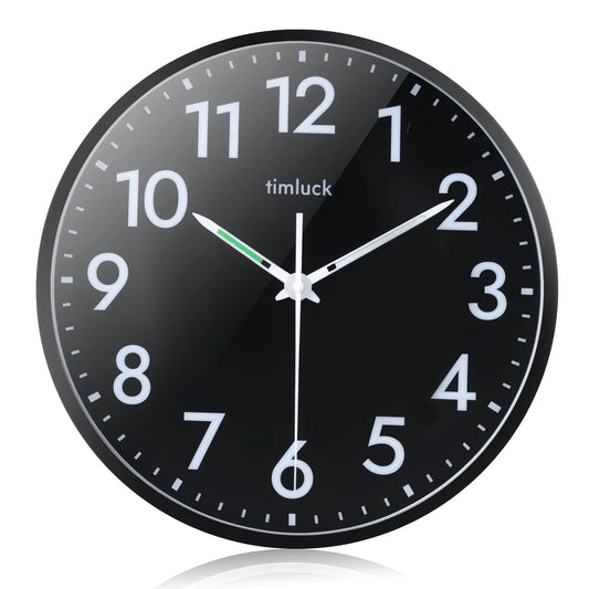 Silent Non-Ticking LED Wall Clock with Light Sensor, Auto-Illuminated Numbers & Hands, Adjustable Brightness, Non-Fluorescent