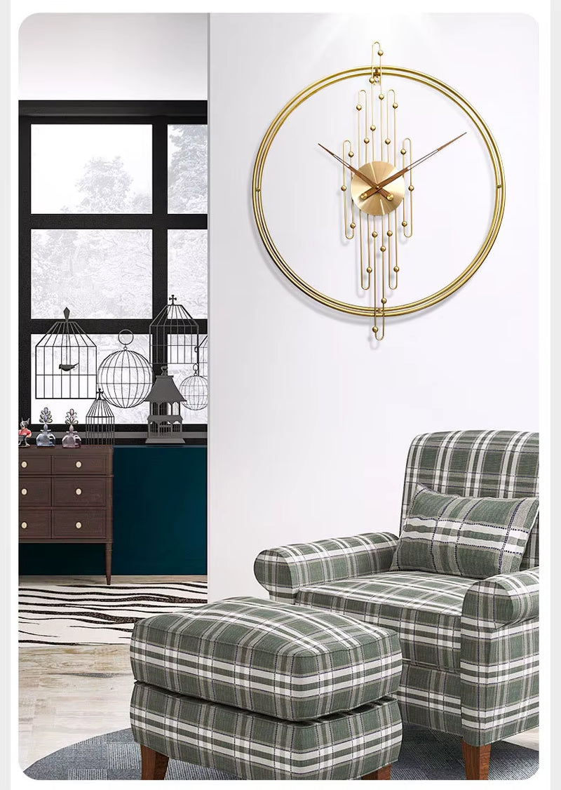 Living Room Fashionable Background Wall Decoration Clock Creative Simplicity Art Wrought Iron Silent Wall Clock