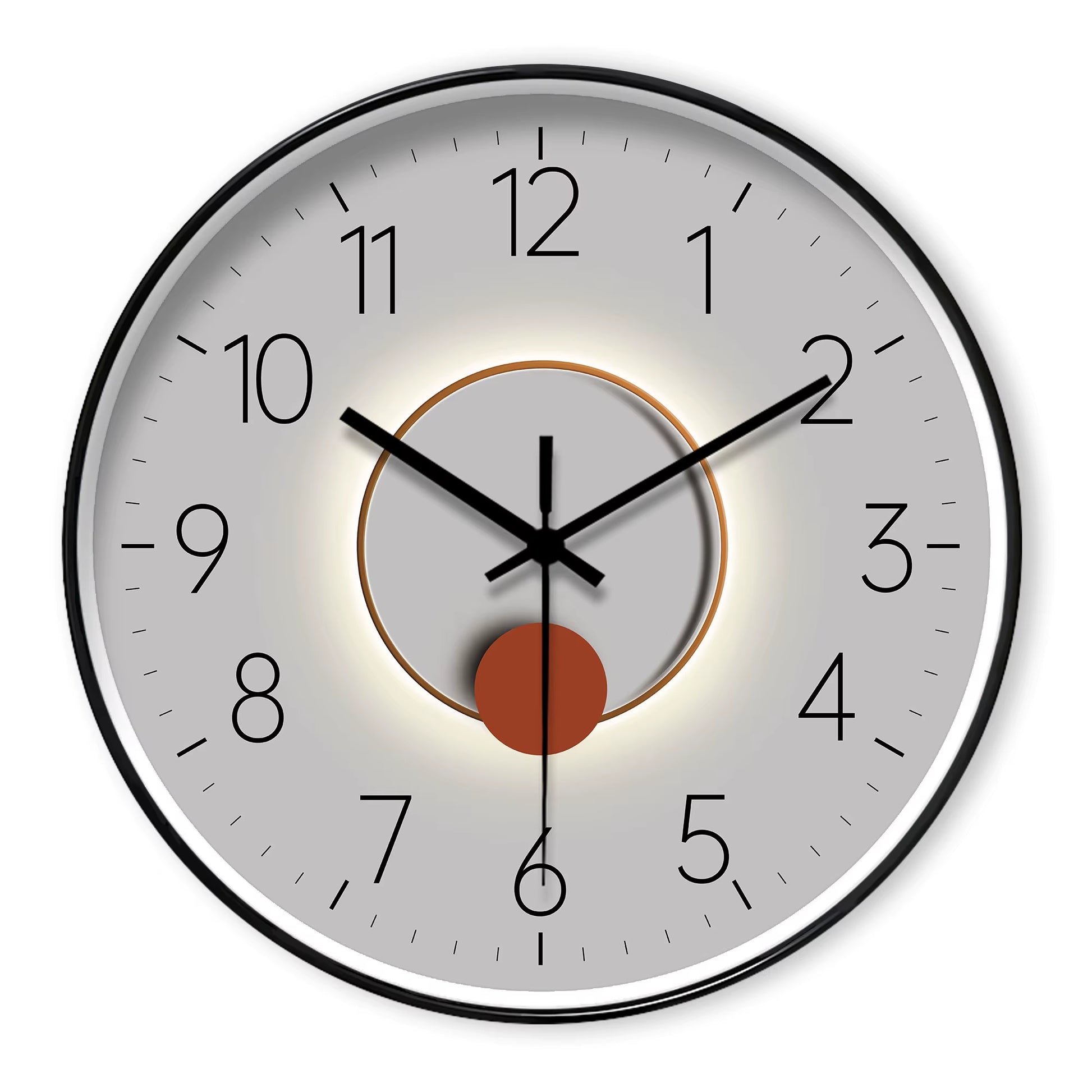 1Pc Stylish Simple Grey Shadow Wall Clock, Non-Ticking Analog Mute Clock, 10-16 Inch round Plastic Wall Clock, Suitable for Deco