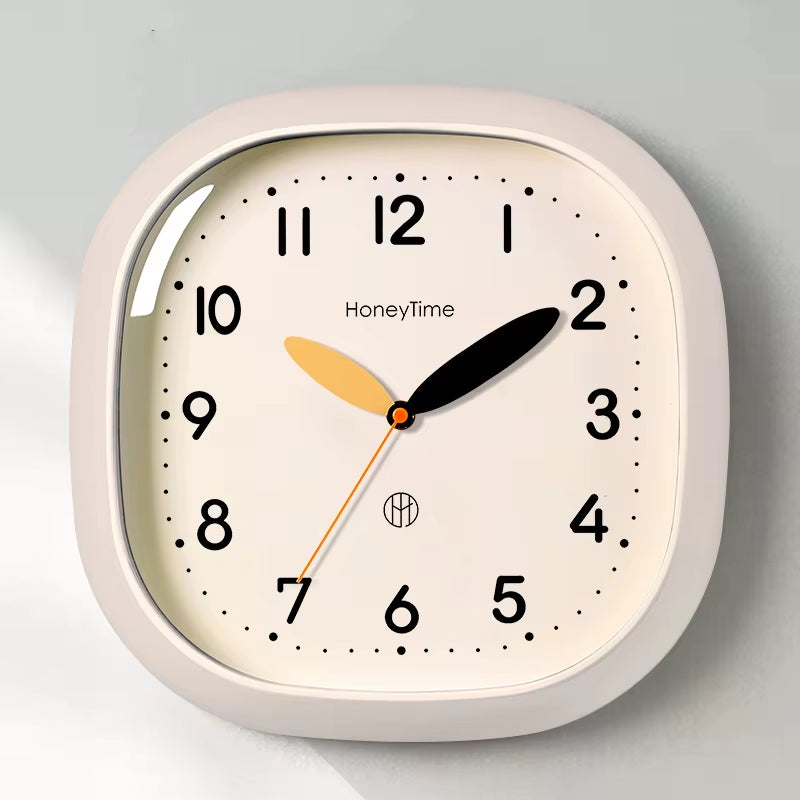 Modern Square Wall Clock Creamy White - Silent Quartz Minimalist Hanging Watch Decor for Home Office Living Room Holiday Gift