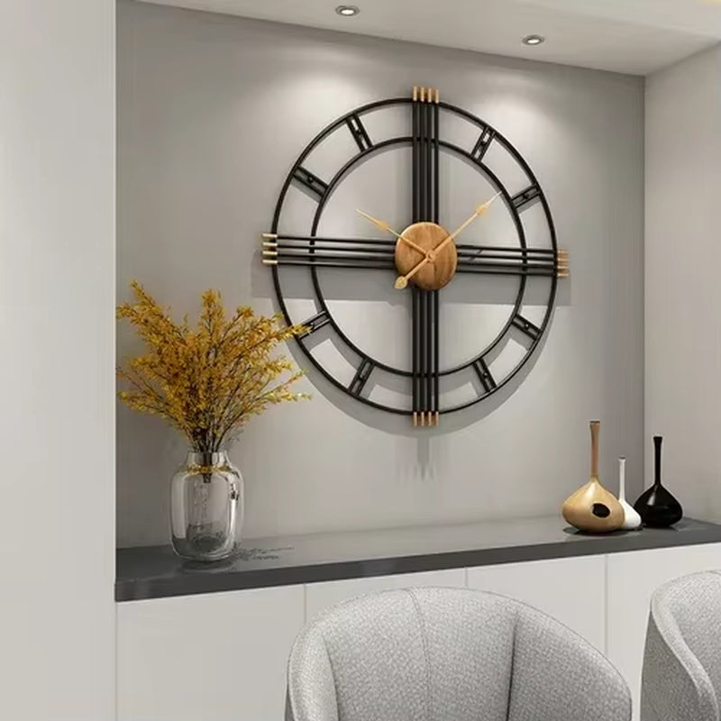 80Cm Simple Wall Clock European Style Wrought Iron Living Room Clocks Creative Fashion Mute Home Modern Decorative Clock