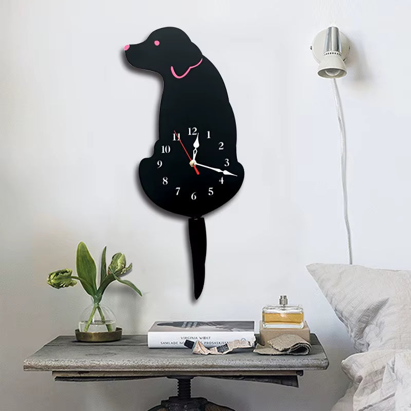 Personality New Diy Clock Living Room Acrylic Wag Tail Dog Home Creative Wall Clock