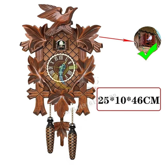 Creative Retro Cuckoo Wall Clock Cuckoo Wood Pendulum Bird Time Decorative Clock Home Swinging Hanging Living Alarm Room Decora