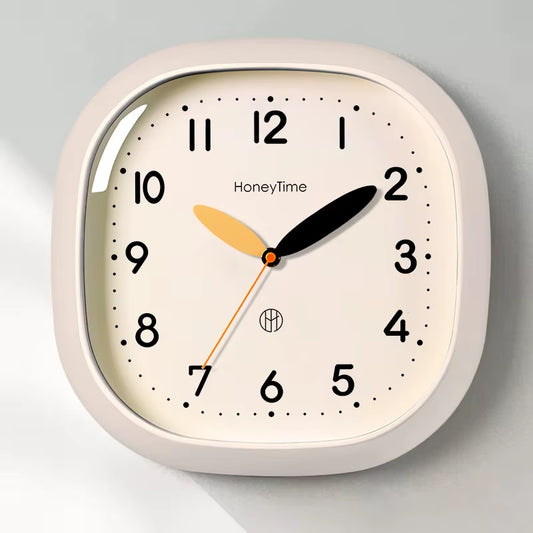 Modern Square Wall Clock Creamy White - Silent Quartz Minimalist Hanging Watch Decor for Home Office Living Room Holiday Gift