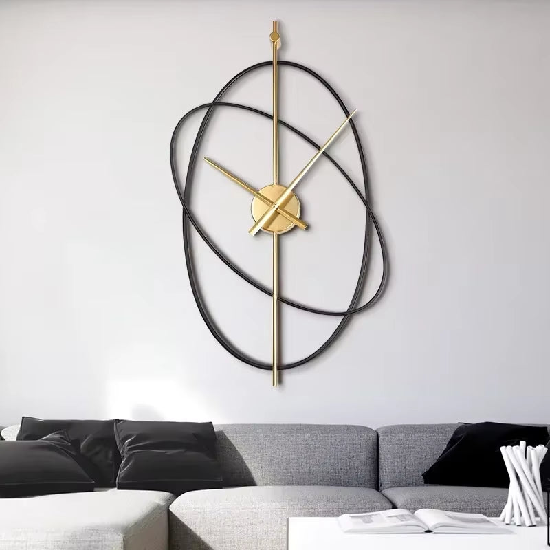 2025 Simple Iron Wall Clock Metal Oval Clocks Wall Home Decor Modern Design Art Silent Clock Paint Craft Living Room Decoration