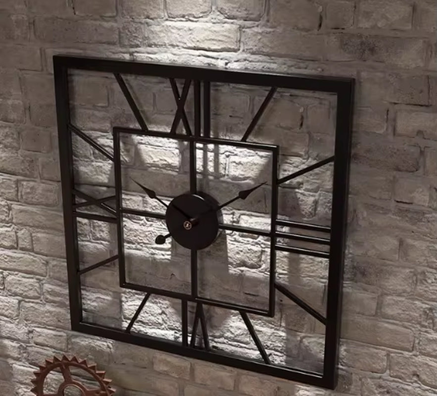 Hot-Selling Wall Clocks, Simple Square Wrought Iron Clocks, Silent Decorative Clocks in the Living Room