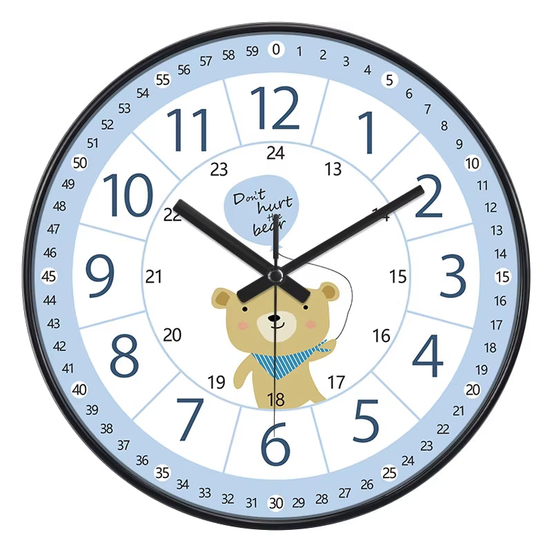 24 Style 8 Inch Early Childhood Education Clock Mute Home Living Bedroom Wall Punch-Free Battery Powered Electronic Color Clock
