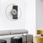 Horloge Murale "Éclipse" – Design Géométrique Noir & Noyer avec Pendule Silencieux - Vignette | La Belle Horloge