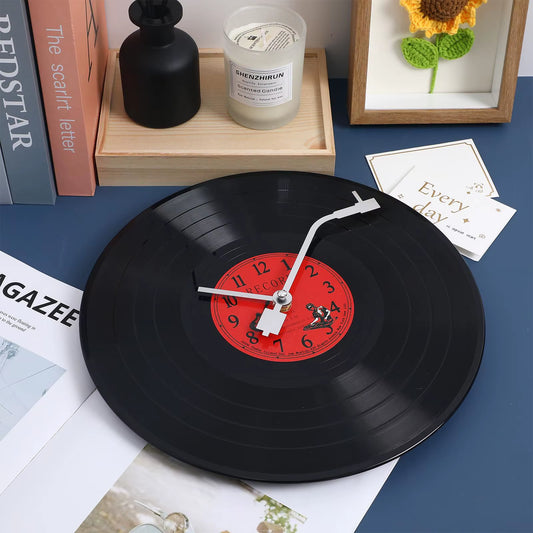 Vinyl Record Wall Clock Home Decor Artistic Black Music Cute Decorative Vintage Office Creative Vinyl Record Shape Wall Clock