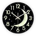 Horloge Murale Lumineuse Silencieuse – Lune et Étoiles Phosphorescentes - Vignette | La Belle Horloge