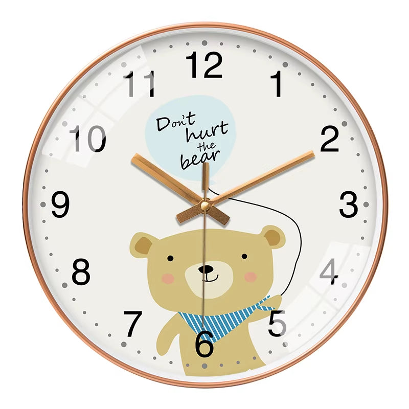 Cartoon Wall Clock Cute Animal Design Silent Quartz Movement Children'S Study Rooms Bedroom Interior Decoration 8 10 12 Inch