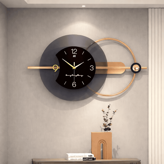 Horloge Murale Géométrique en Métal & Acrylique – Design Moderne Silencieux