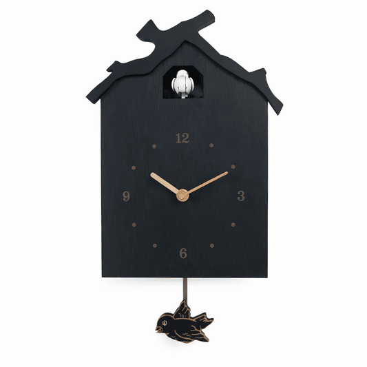 Horloge Coucou "Elegant House" en Bois – Carillon Programmable & Pendule en Aluminium