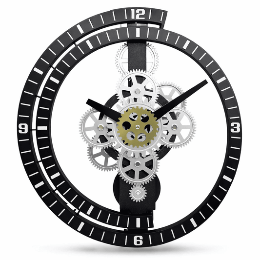 Horloge Murale "Industrial Gear Rotating" – Design Artistique & Engrenages Mobiles