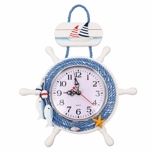 Horloge Murale "Amiral" – Gouvernail Nautique & Style Marine Authentique