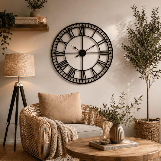 Grande horloge industrielle 80 cm – Design industriel en métal & mouvement silencieux