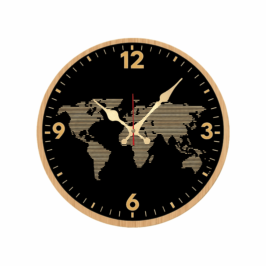 Horloge Murale "World Map" – Design Carte du Monde & Quartz Silencieux