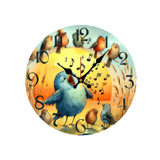 Horloge Murale "Chœur d'Oiseaux" en Bois – Design Artistique & Quartz Silencieux