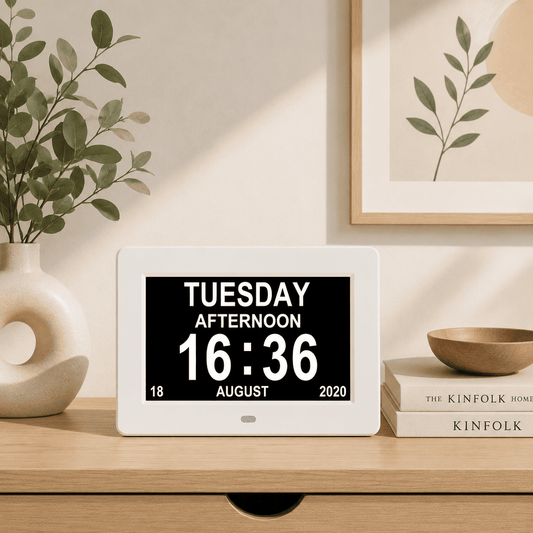 Horloge Digitale Calendrier Senior – 12 Alarmes et Rappel Médicaments