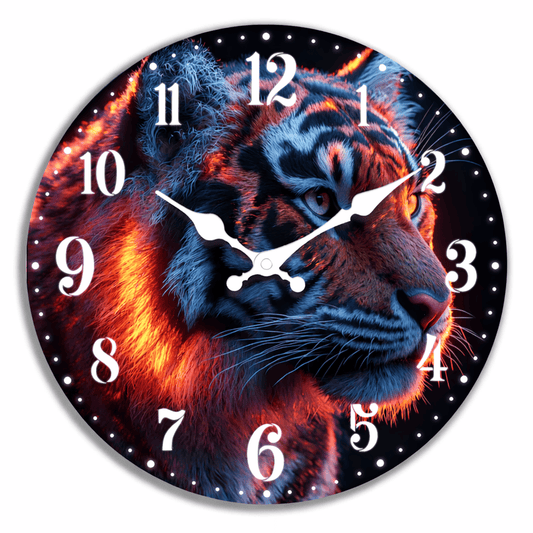 Horloge Murale "Tigre Ardent" – Design Effet Lumineux & Silence Absolu