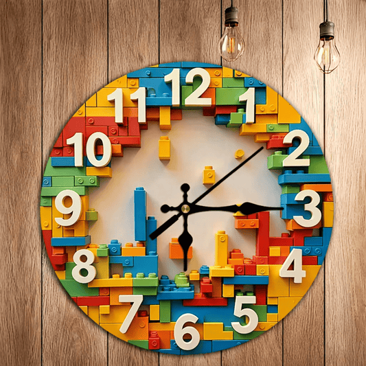 Horloge Murale "Building Blocks" – Design Coloré Inspiré des LEGO