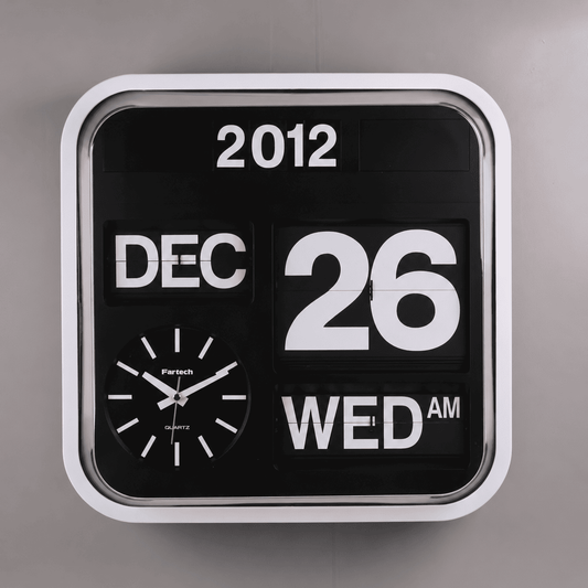 Flip Clock Murale Automatique 43cm – Calendrier Perpétuel Mouvement Seiko