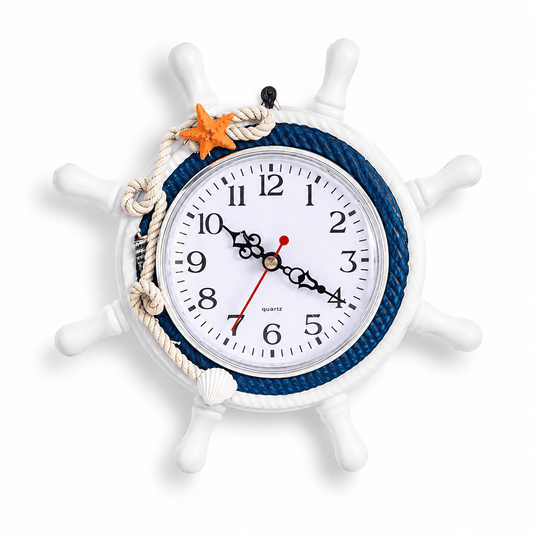 Horloge Marine Gouvernail Horizon – Horloge Murale Bord de Mer