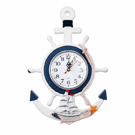 Horloge Marine Murale Capitaine – Ancre et Gouvernail