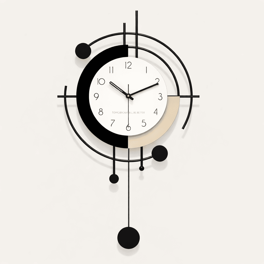 Horloge Murale Design Pendule Silencieuse – Grande Taille Métal Noir