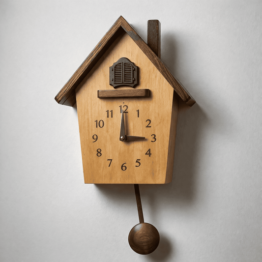 Horloge Coucou Bois Naturel avec Balancier – Pendule Murale Scandinave Épurée