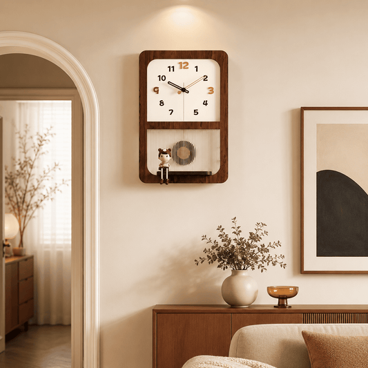 Horloge Murale "Opéra" – Luxe Rétro avec Balancier & Verre Organique