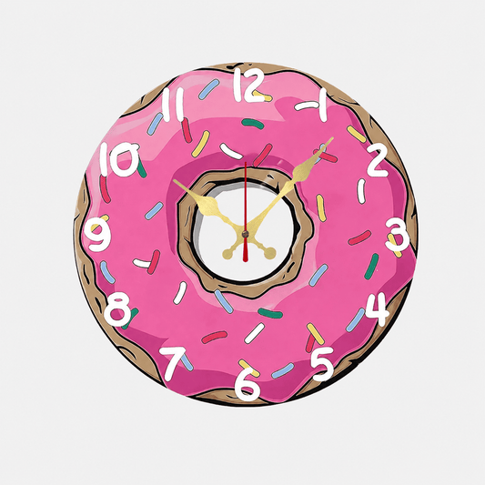Horloge murale de cuisine donut rose — design original, silencieuse
