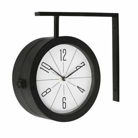 Horloge Murale Double Face Pivotante Noire — Design Scandinave