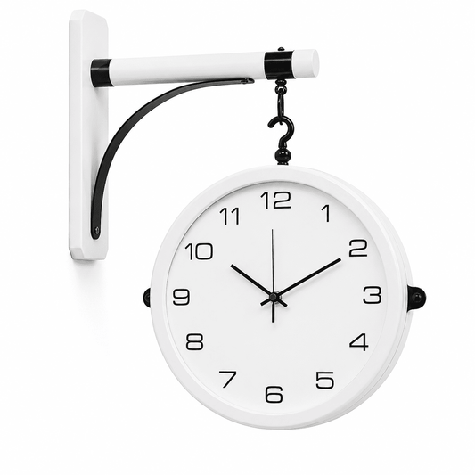 Horloge Double Face Oslo – Métal Scandinave pour Salon et Bureau