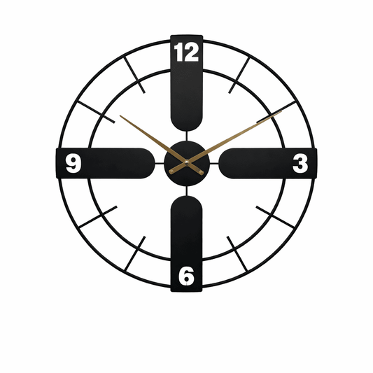 Horloge Murale Géante "Solaris" – Design Scandinave en Fer Forgé