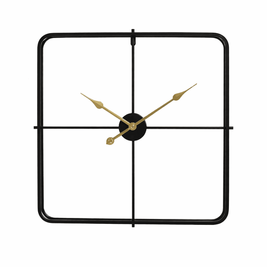 Horloge Murale Carrée en Métal 60 cm – Minimaliste & Fer Forgé