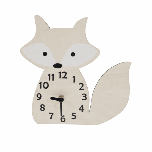Horloge Murale Renard en Bois – Décoration Chambre Enfant Bébé Silencieuse