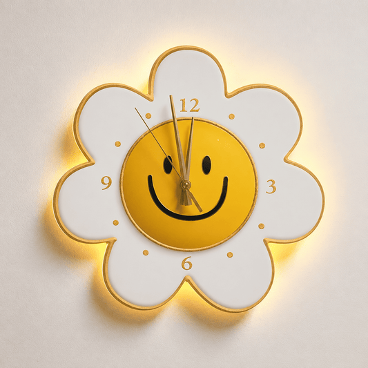 Horloge Murale "Tournesol Radieux" 35cm – Design Moderne & Option Lumineuse USB
