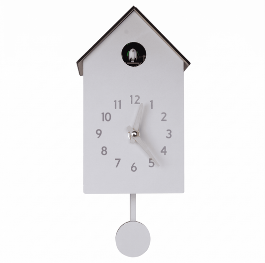 Horloge Coucou Blanche avec Balancier – Pendule Murale Minimaliste Silencieuse