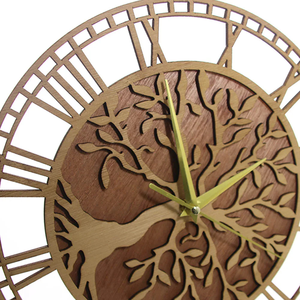 Tree of Life Wooden Wall Clock Farmhouse Style Family Tree Art Silent Clock Home Decor Laser Cut Wall Watch Housewarming Gift