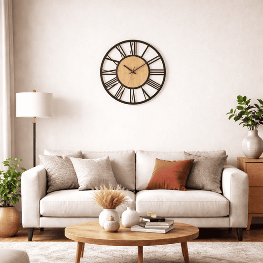Horloge Murale Géante 40 cm – Chiffres Romains 3D & Design Industriel Rétro