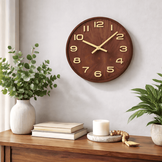 Simple Chinese Style Wall Clock Wooden Modern Home Living Room Decoration Chinese Style round Quartz Clock Nordic Style Clock