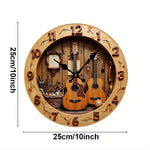 Horloge Murale Guitare en Bois – Design Artisanal & Mouvement Silencieux - Vignette | La Belle Horloge