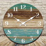 Horloge Murale "Lagon" – Design Planches de Bois Vintage & Bleu Océan - Vignette | La Belle Horloge
