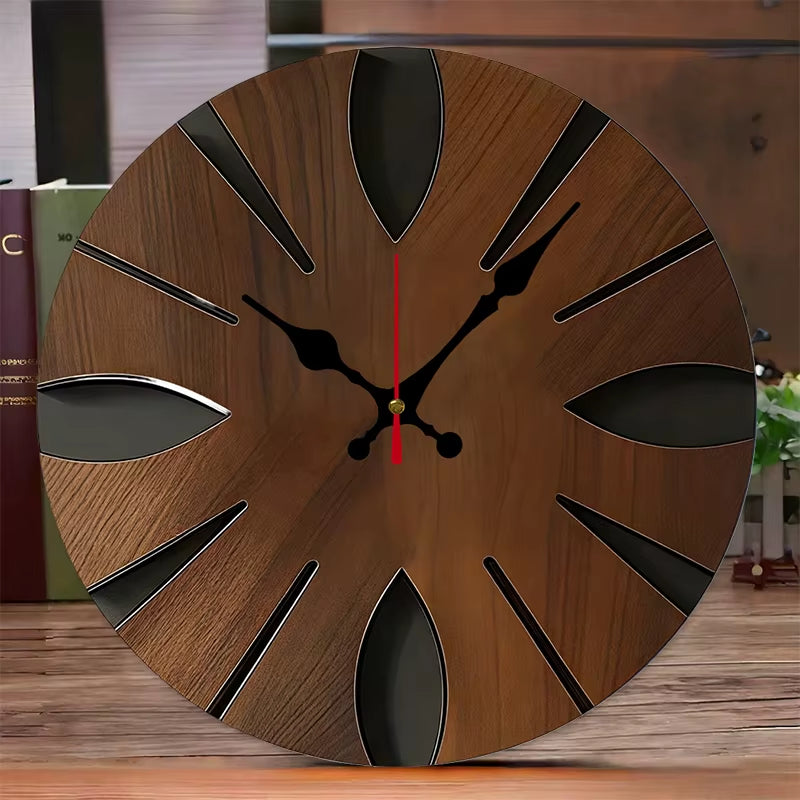 Pendule murale bois décoratif style vintage avec mécanisme silencieux